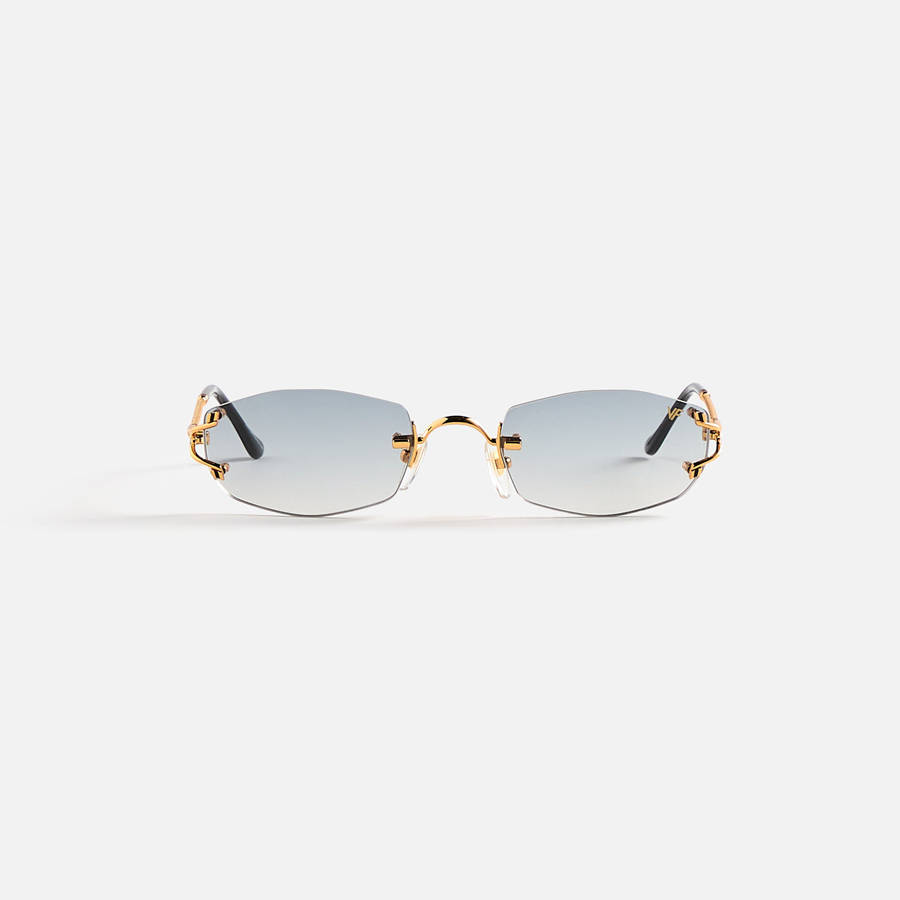 Grey Men Kith Vintage Frames Aspen Drill Mount 24KT Gold Sunglasses | 6912-XAJFU