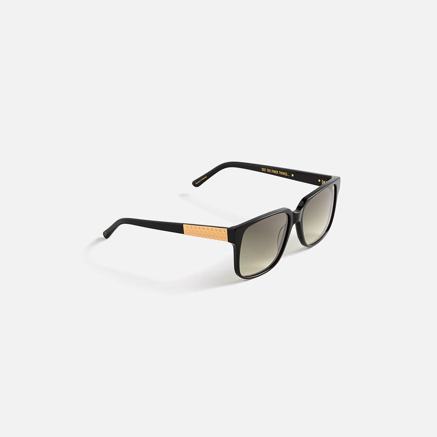 Grey Men Kith Vintage Frames Connoisseur Black Acetate Sunglasses | 0175-UYZBE