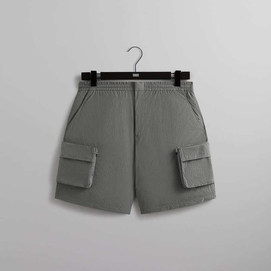 Grey Men Kith Wrinkle Nylon Evan Cargo Shorts | 5601-JTYEL