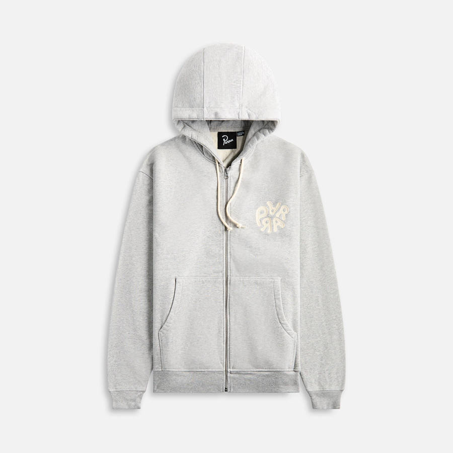 Grey Men Kith by Parra 1976 Logo Zip Hooded Sweatshirt Hoodie | 4571-IQCGM