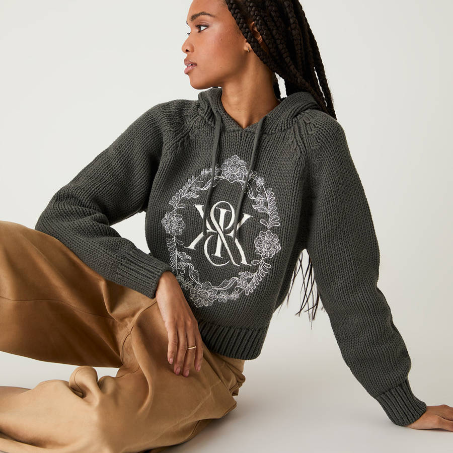 Grey Women Kith Celyse Crest Sweater Hoodie | 3720-LGNYF