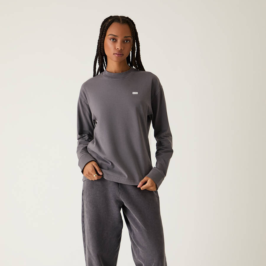 Grey Women Kith Oversized Sonoma Sueded Long Sleeve T-Shirt | 7386-JDCMB