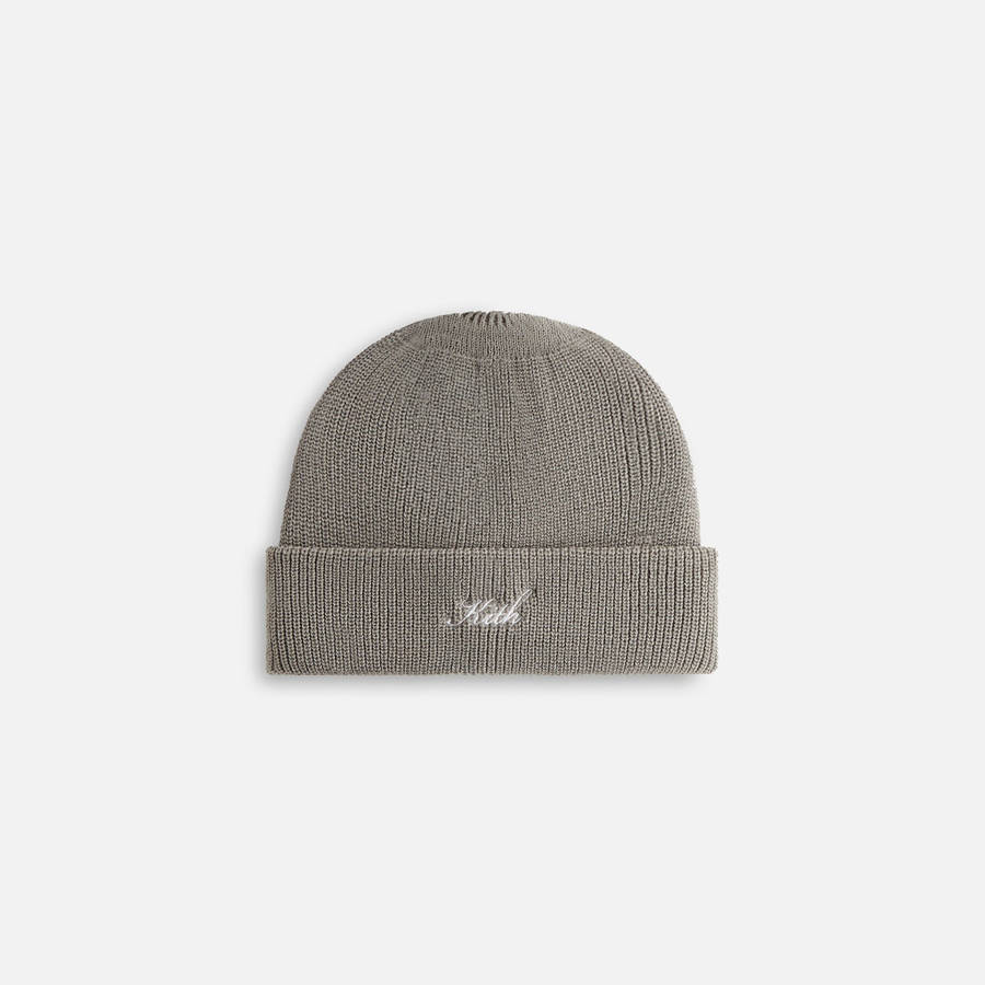 Grey Women Kith Script Classic Beanie Headwear | 9058-HKIXB