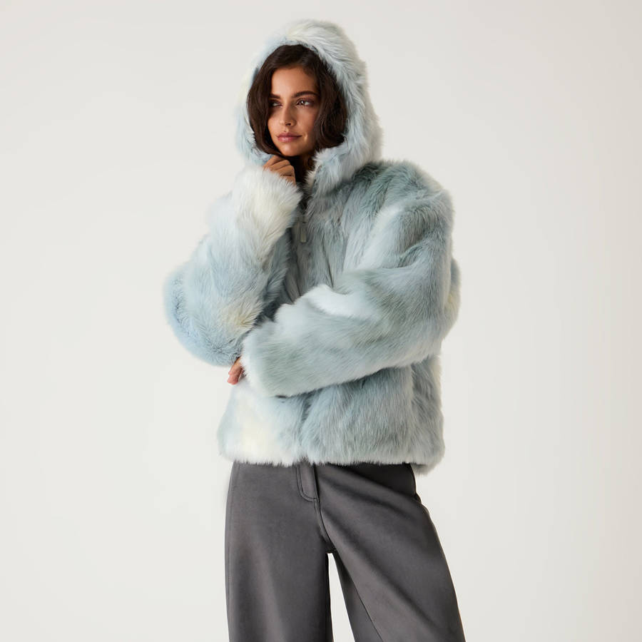 Grey Women Kith Toshi Teddy Hooded Bomber Jackets | 8920-LVGNW