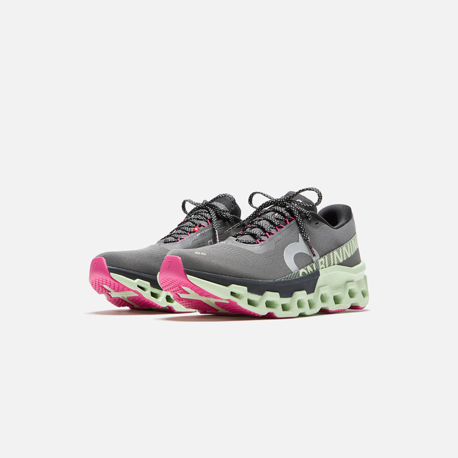 Grey / Green / Pink Men Kith On Running Cloudmonster 2 Sneakers | 8329-GETDS