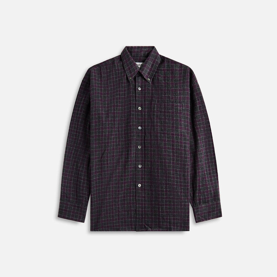 Grey / Purple Men Kith Our Legacy Borrowed Bd Sophomore Check Rural Wool Shirts | 3920-MDIHP