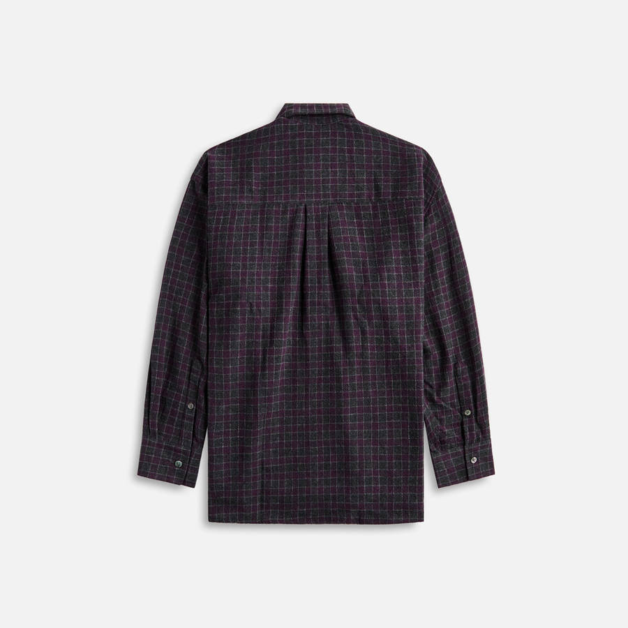 Grey / Purple Men Kith Our Legacy Borrowed Bd Sophomore Check Rural Wool Shirts | 3920-MDIHP
