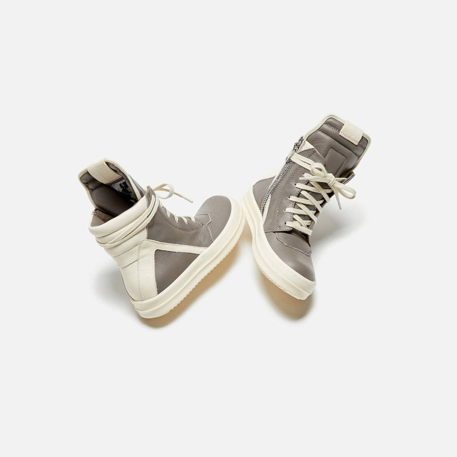 Grey / White Kids' Kith Rick Owens Geobasket Sneakers | 4182-GPBNJ