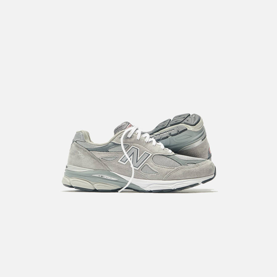Grey / White Men Kith New Balance Made in USA 990v3 Sneakers | 0918-FOXMZ
