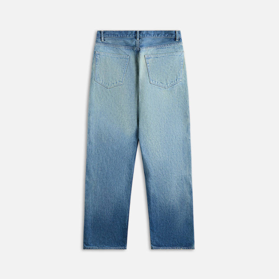Indigo Men Kith Auralee Selvedge Faded Heavy Denim Wide Jeans | 4195-FHZBG