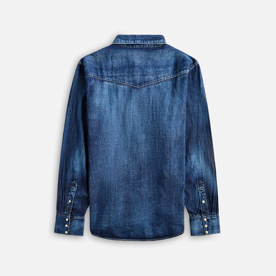 Indigo Men Kith Visvim Social Sculpture Dmgd Shirts | 3476-GVKBP