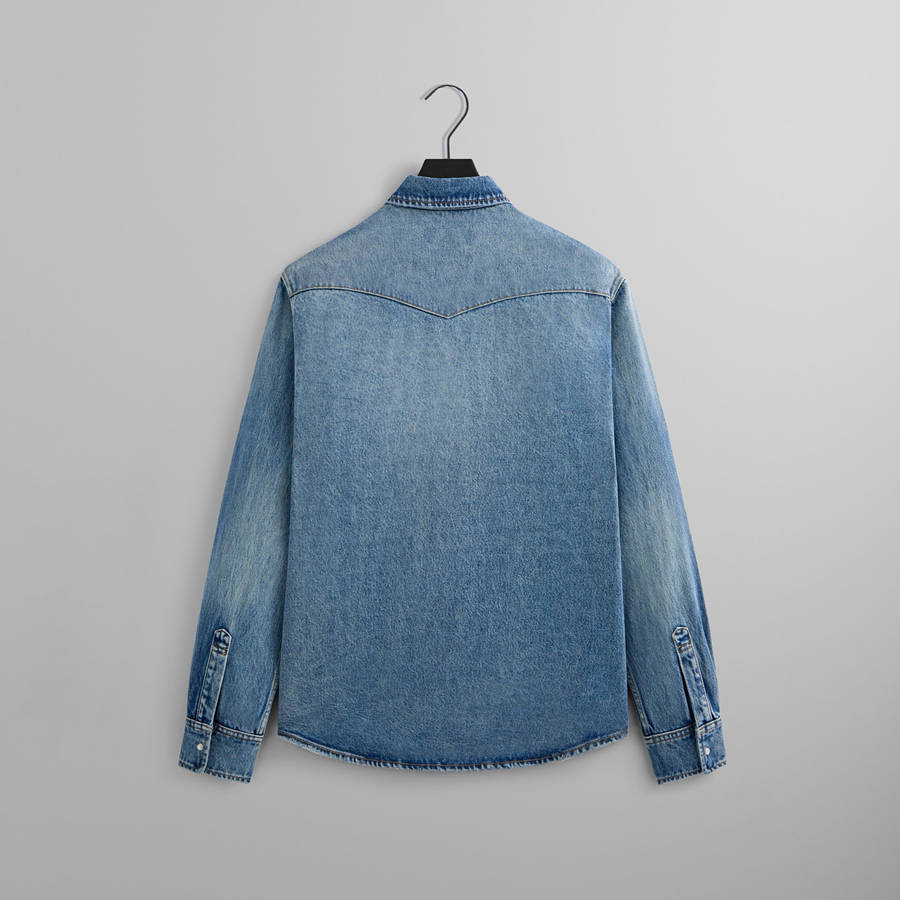 Indigo Men Kith Webster Denim Shirts | 7054-GTQOH