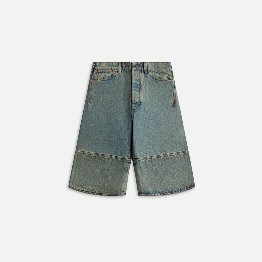 Light Beige Women Kith Marine Serre Moon Laser Denim Bermudas Shorts | 5498-FOZRU