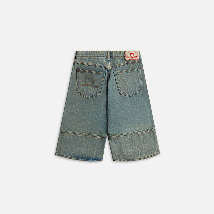 Light Beige Women Kith Marine Serre Moon Laser Denim Bermudas Shorts | 5498-FOZRU