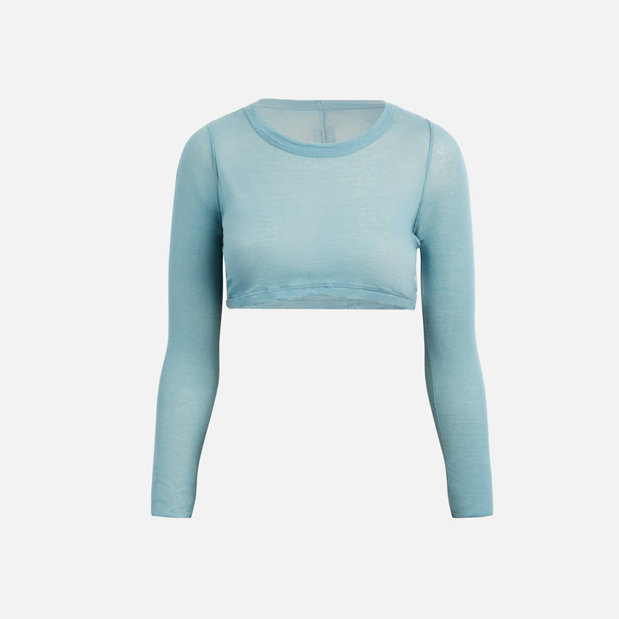 Light Blue Women Kith Rick Owens Long Sleeve Crop Top T-Shirt | 6945-XVNQS