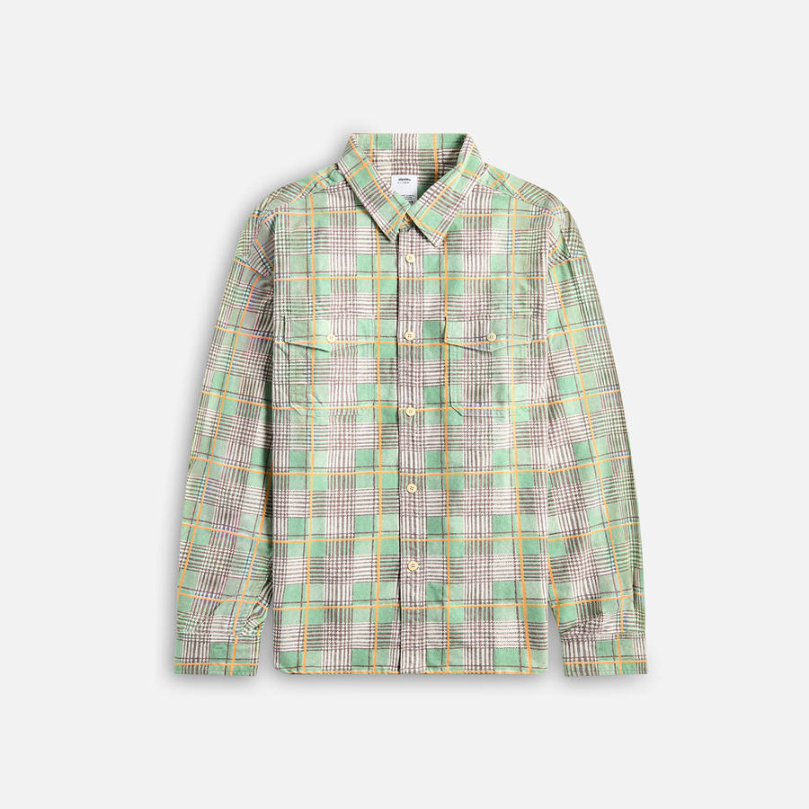 Light Green Men Kith Visvim Pioneer Check Long Sleeve Shirts | 4031-PTHXR