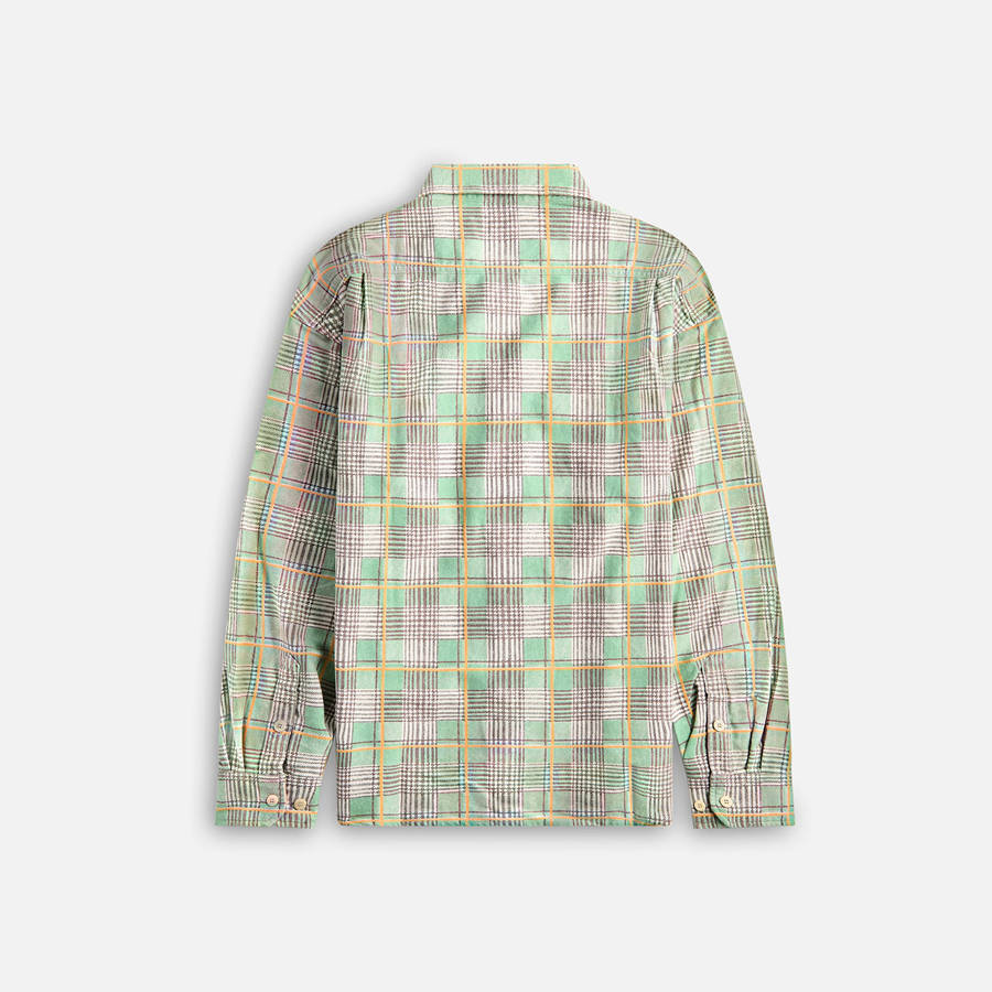 Light Green Men Kith Visvim Pioneer Check Long Sleeve Shirts | 4031-PTHXR