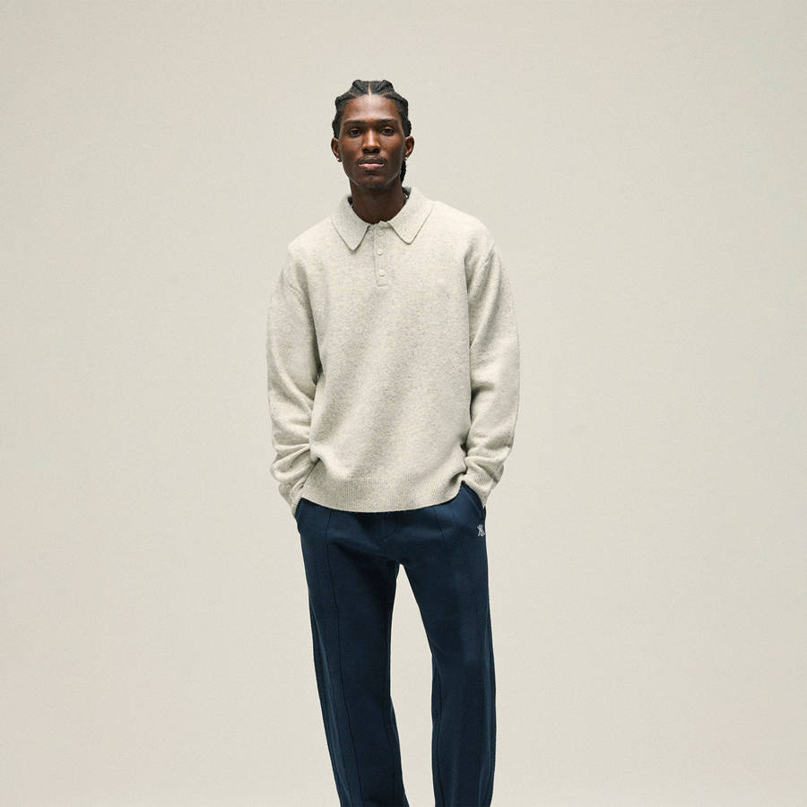 Light Grey Men Kith Boucle Harmon Rugby Pullover Sweater Shirts | 2948-CGXFA