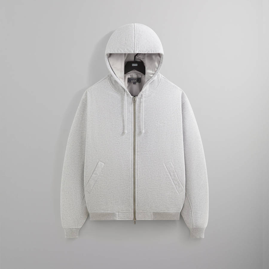 Light Grey Men Kith Fleece Avery Hooded Bomber Jackets | 1792-ZHOLW