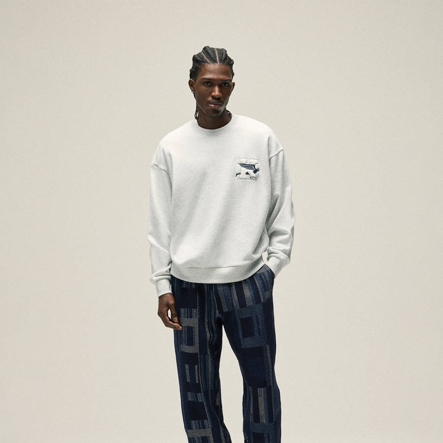 Light Grey Men Kith Flight Logo Nelson Crewneck Sweatshirts | 2086-MLWIV