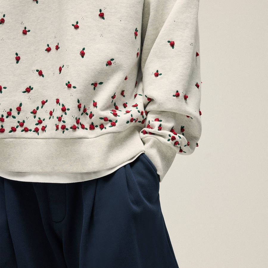 Light Grey Men Kith Floral Ombre Nelson Collared Pullover Sweatshirts | 6059-UCKPS