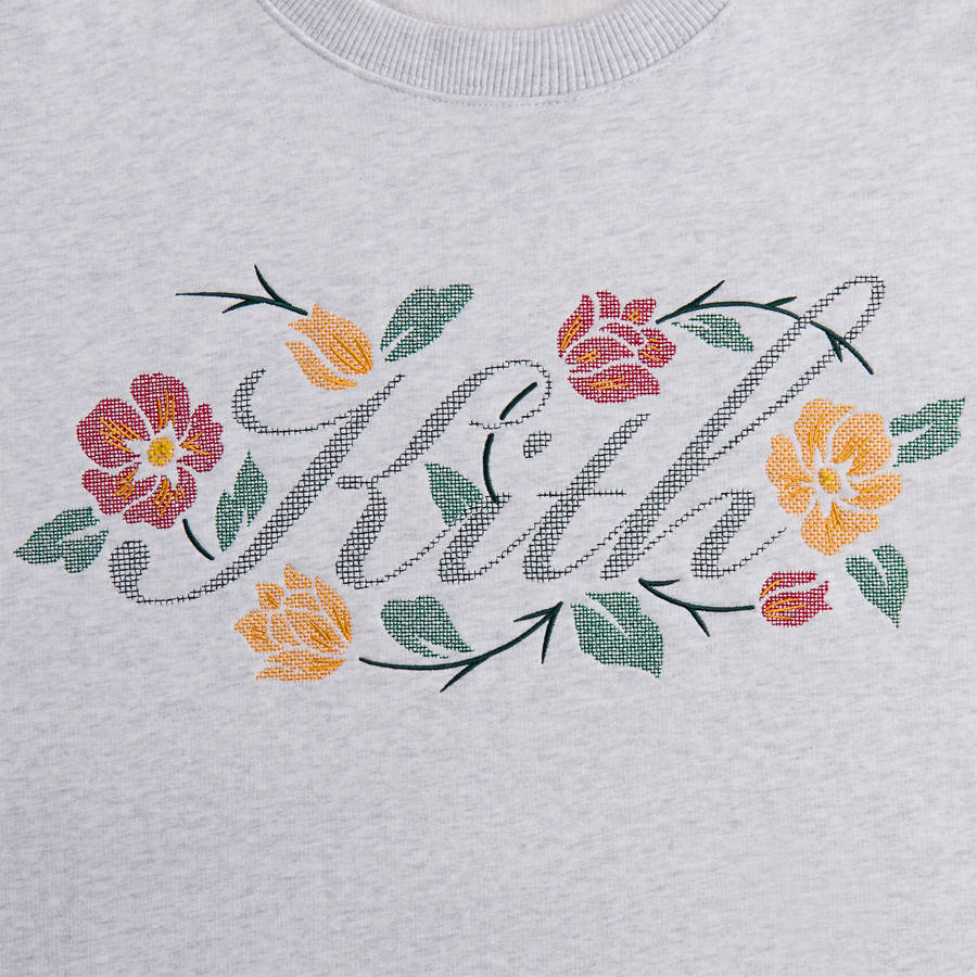 Light Grey Men Kith Floral Script Nelson Crewneck Sweatshirts | 0264-IZTLH