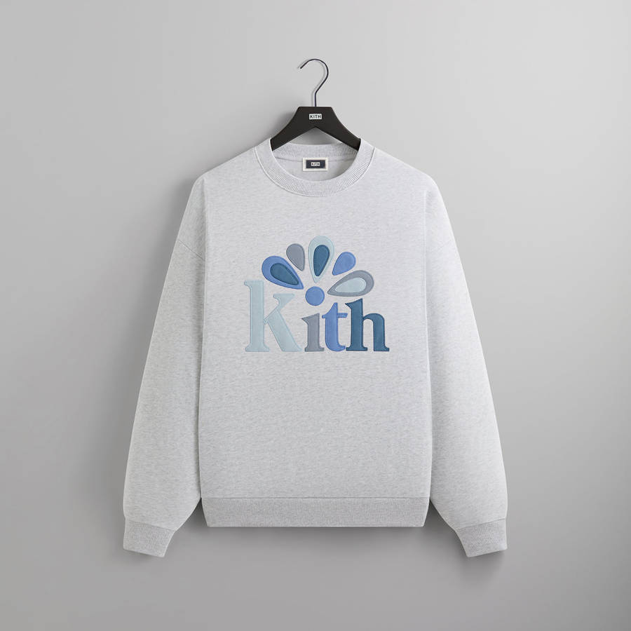 Light Grey Men Kith Serif Applique Nelson Crewneck Sweatshirts | 7451-NVCPZ