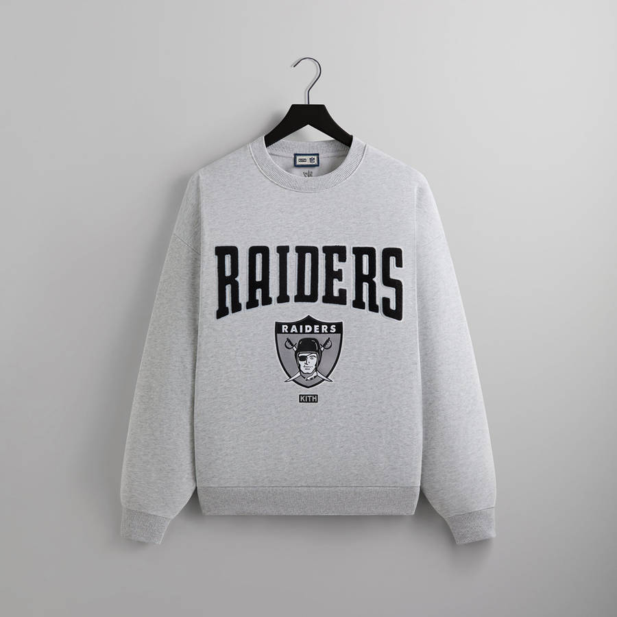 Light Grey Men Kith and '47 for the NFL: Raiders Nelson Crewneck Sweatshirts | 5019-GVKSB