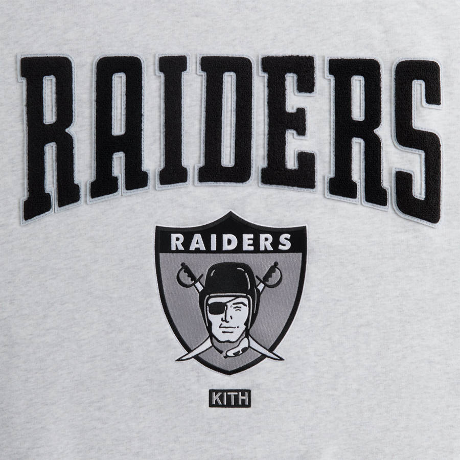 Light Grey Men Kith and '47 for the NFL: Raiders Nelson Crewneck Sweatshirts | 5019-GVKSB