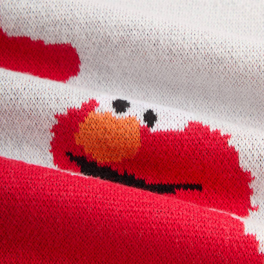 Light Grey Men Kith for Sesame Street Elmo Intarsia Crewneck Sweater Sweatshirts | 0654-BCJWR