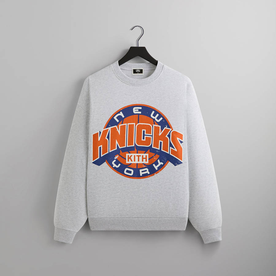 Light Grey Men Kith for the New York Knicks Showtime Vintage Nelson Crewneck Sweatshirts | 8176-GKHET