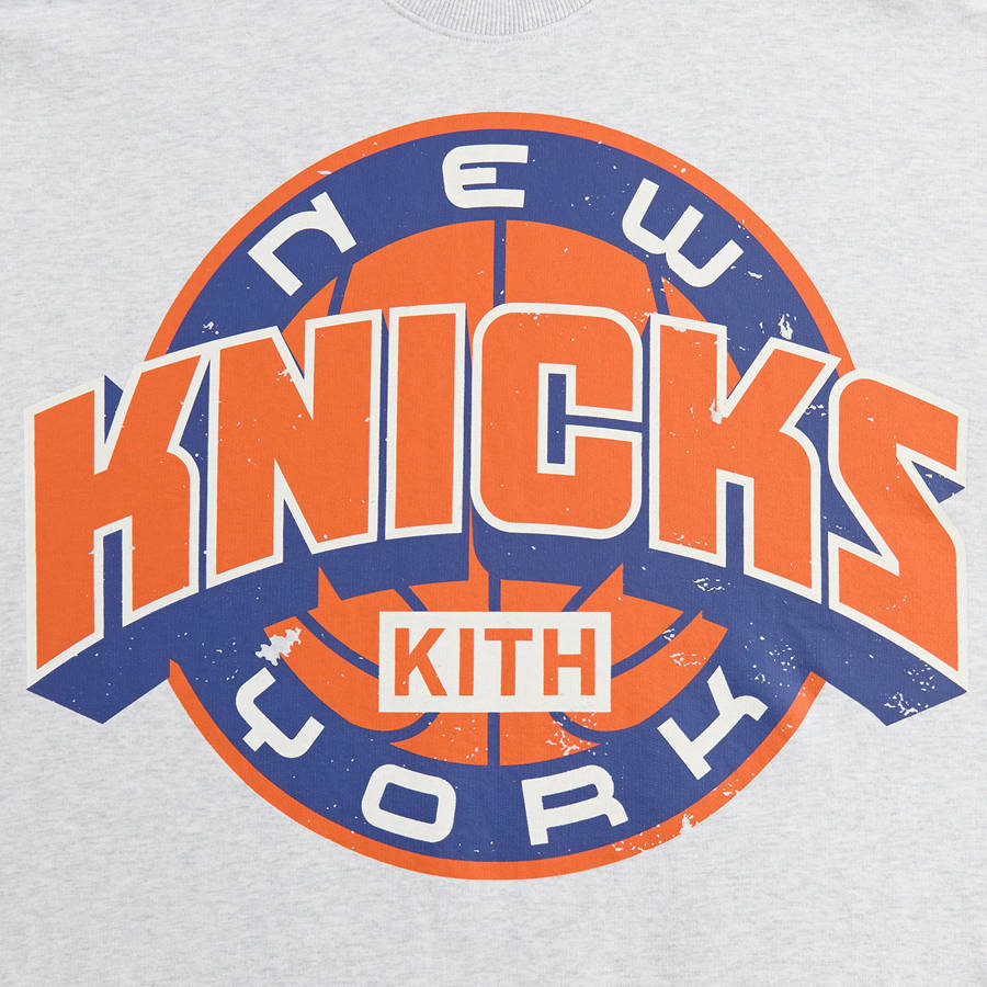 Light Grey Men Kith for the New York Knicks Showtime Vintage Nelson Crewneck Sweatshirts | 8176-GKHET