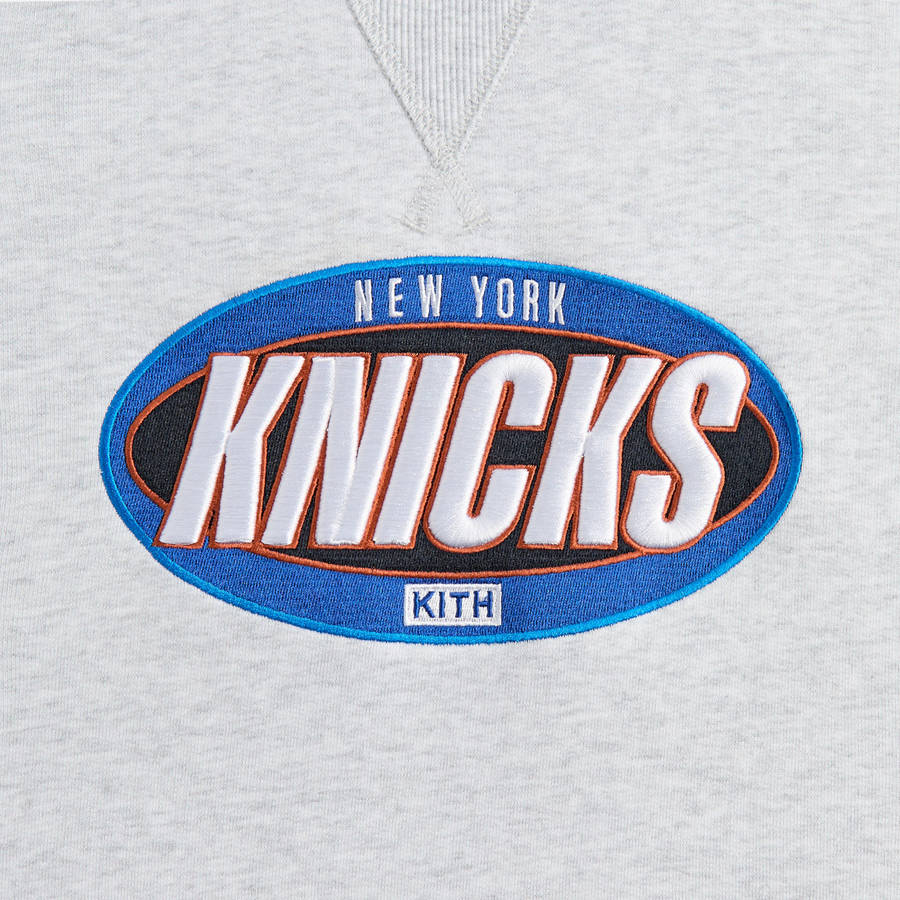 Light Grey Men Kith for the New York Knicks Y2K Vintage Nelson Crewneck Sweatshirts | 6045-XOARY