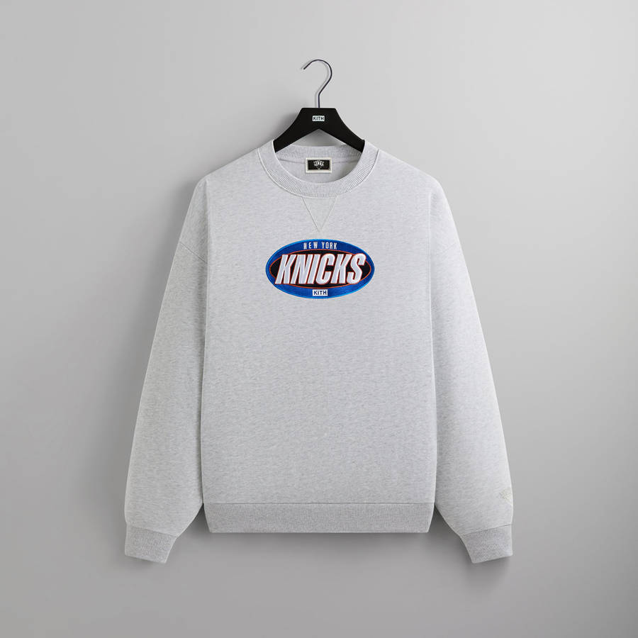 Light Grey Men Kith for the New York Knicks Y2K Vintage Nelson Crewneck Sweatshirts | 6045-XOARY