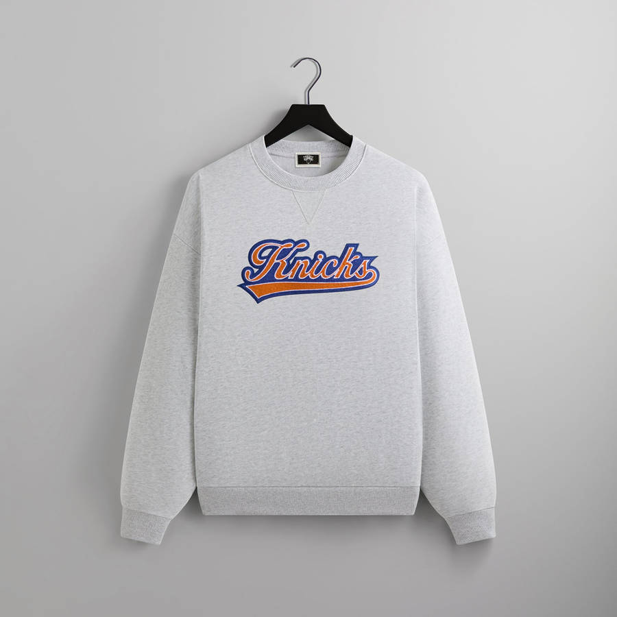 Light Grey Men Kith for the New York Knicks Script Vintage Nelson Crewneck Sweatshirts | 1937-XTDCW