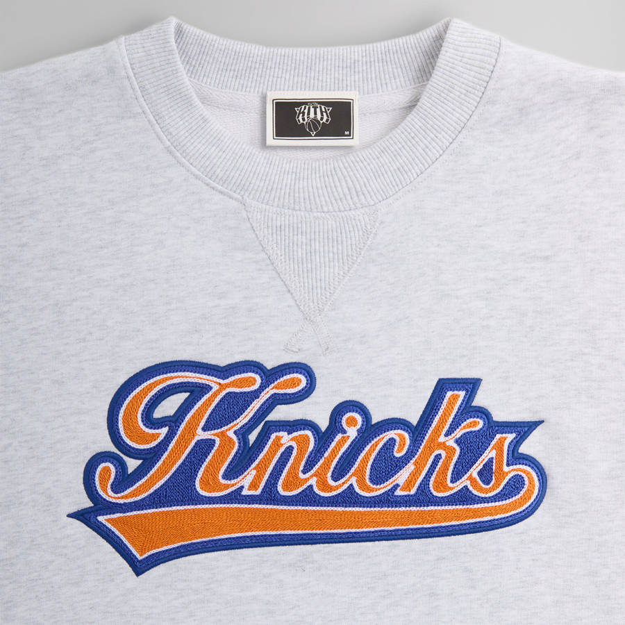 Light Grey Men Kith for the New York Knicks Script Vintage Nelson Crewneck Sweatshirts | 1937-XTDCW