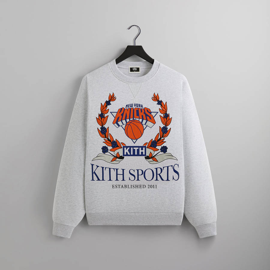 Light Grey Men Kith for the New York Knicks Laurel Vintage Nelson Crewneck Sweatshirts | 7431-VYMPG