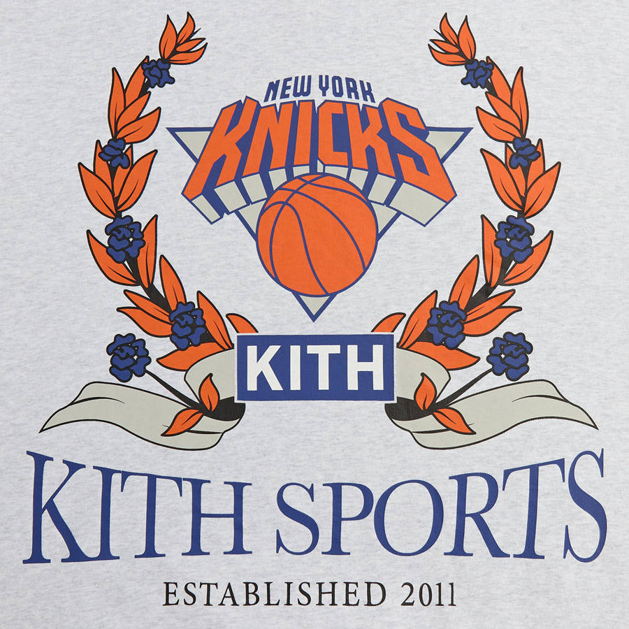 Light Grey Men Kith for the New York Knicks Laurel Vintage Nelson Crewneck Sweatshirts | 7431-VYMPG