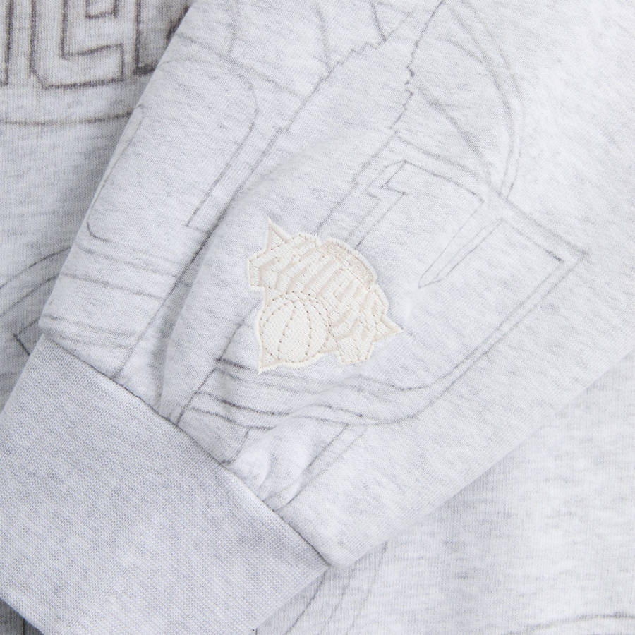 Light Grey Men Kith for the New York Knicks Sketched Vintage Nelson Crewneck Sweatshirts | 3246-ZVFNM