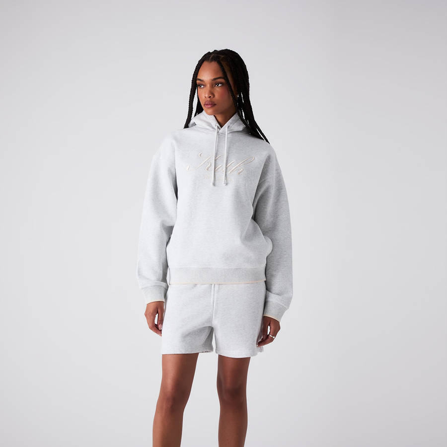 Light Grey Women Kith Maverick Script Hoodie Sweatshirts | 2176-UAIRB
