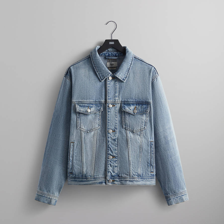 Light Indigo Men Kith Centre Denim Jackets | 6281-NWRQX
