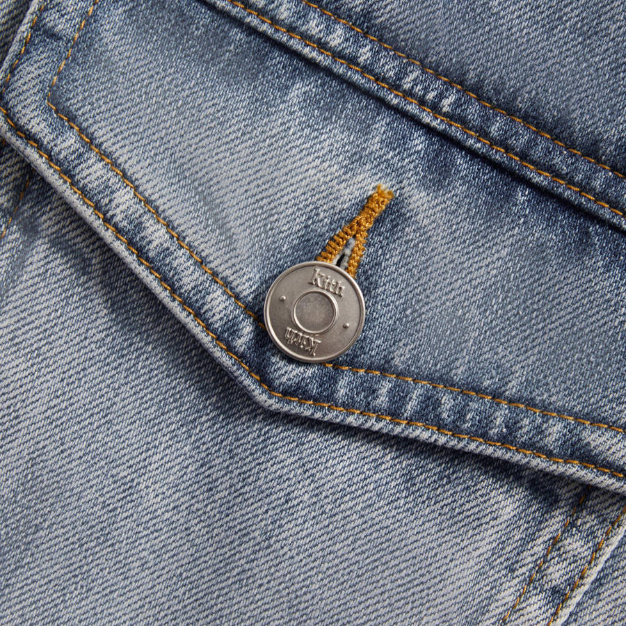 Light Indigo Men Kith Centre Denim Jackets | 6281-NWRQX