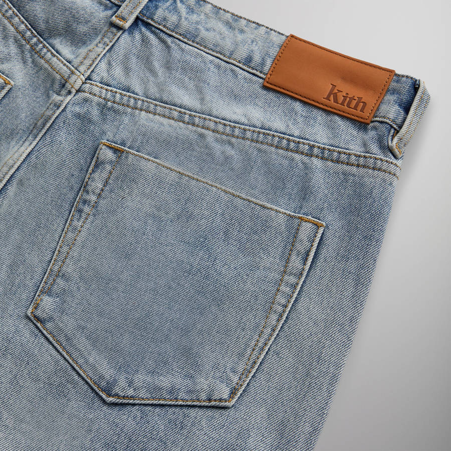 Light Indigo Men Kith Centre Straight Pants | 7031-GPALM