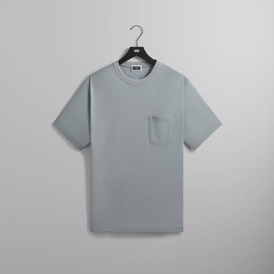 Light Indigo Men Kith Pointelle Mesh Leonard Pocket T-Shirt | 4216-SGUFP