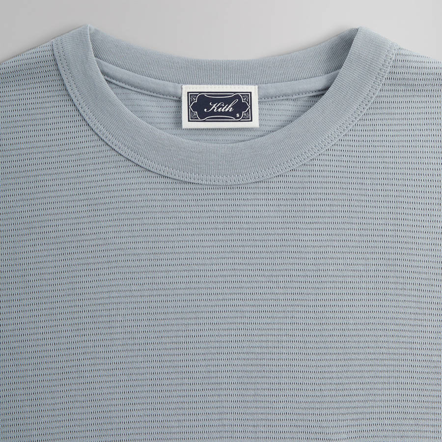 Light Indigo Men Kith Pointelle Mesh Leonard Pocket T-Shirt | 4216-SGUFP
