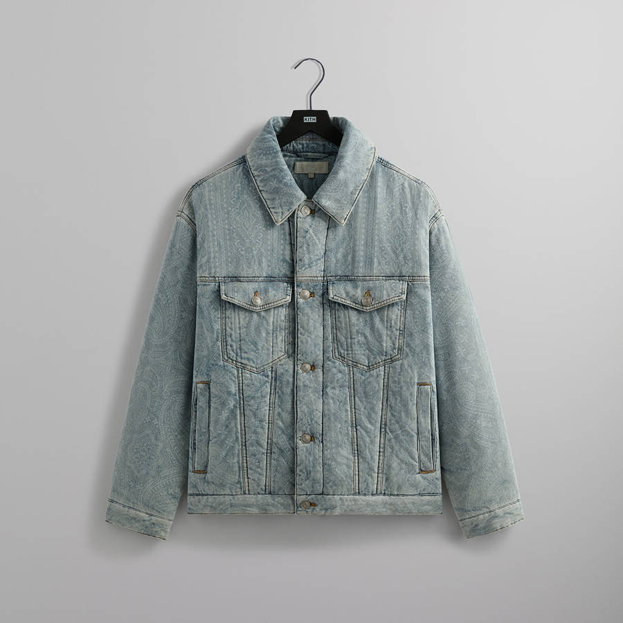 Light Indigo Men Kith Puffed Jase Paisley Denim Puffers | 6970-QGRLC