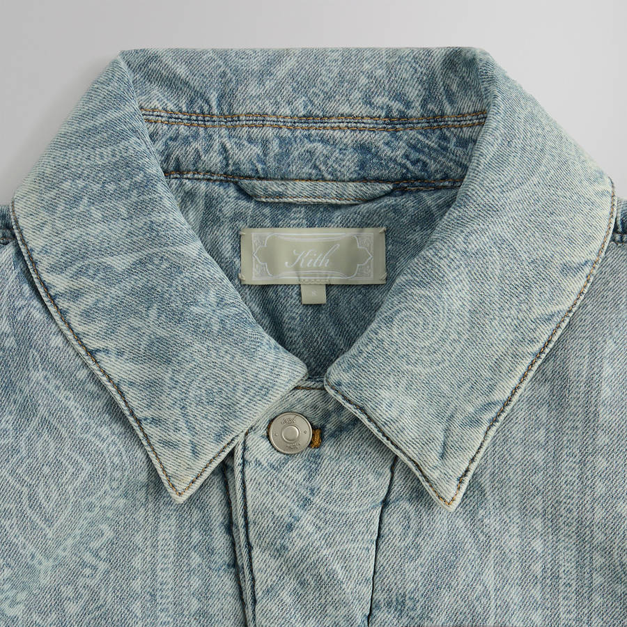 Light Indigo Men Kith Puffed Jase Paisley Denim Puffers | 6970-QGRLC