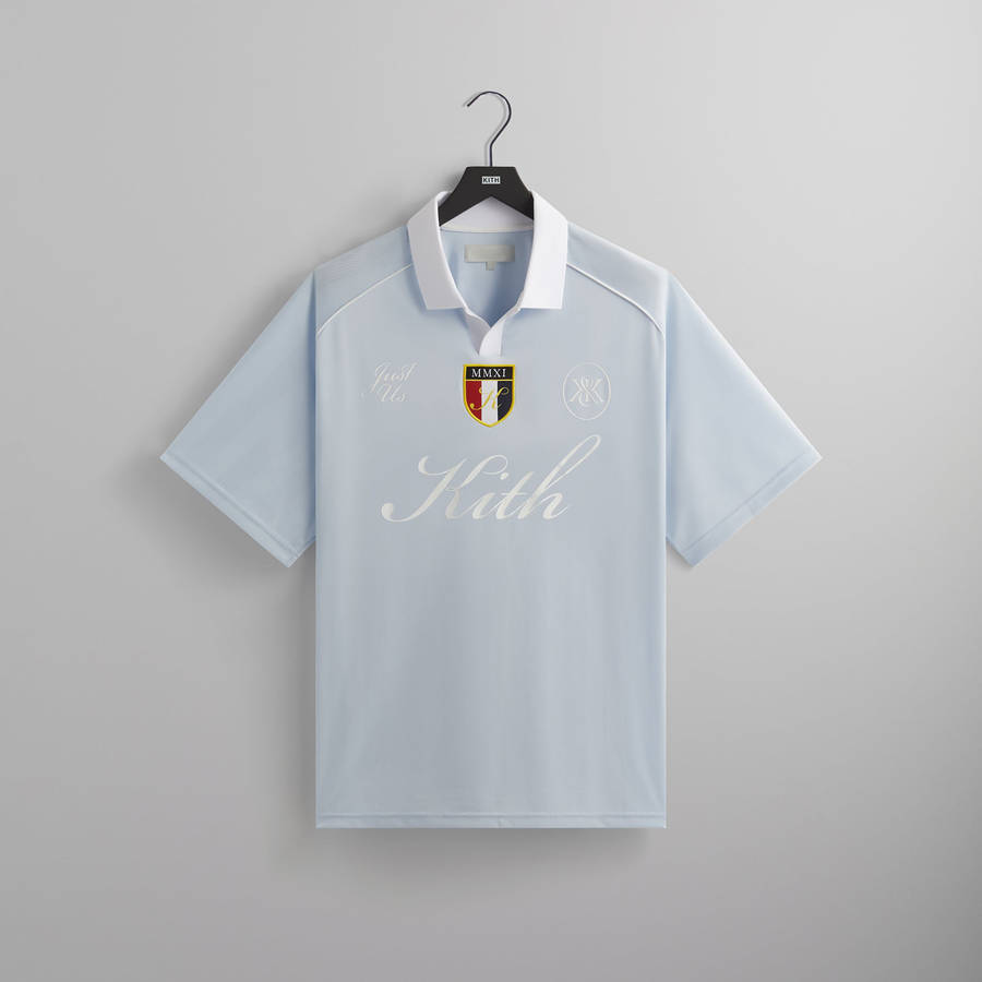 Light Indigo Men Kith Shadow Stripe Marcel Soccer Top Shirts | 1239-MCYGQ