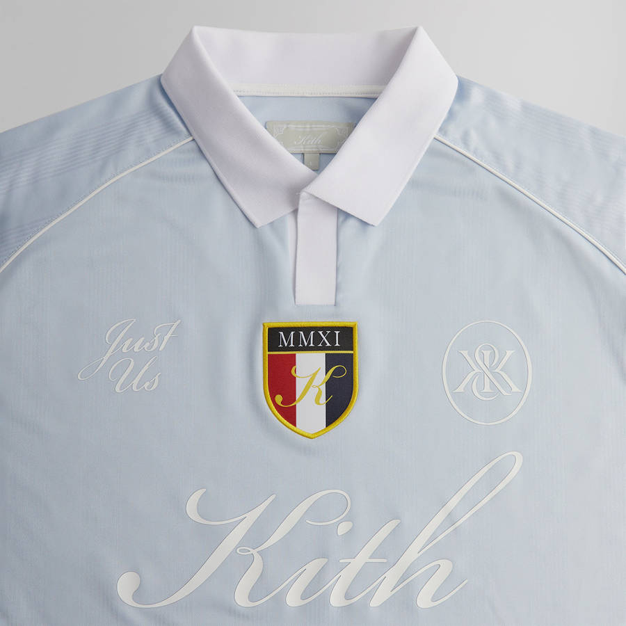 Light Indigo Men Kith Shadow Stripe Marcel Soccer Top Shirts | 1239-MCYGQ