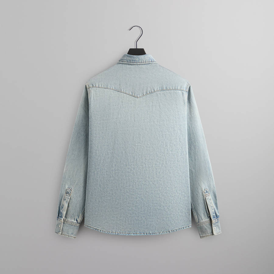 Light Indigo Men Kith Webster Denim Shirts | 7189-XQIYE